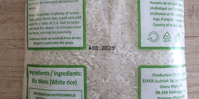 Arroz para consumo envasado en saco de 1 kg