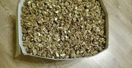 Nueces recién peladas de un patio del pueblo.