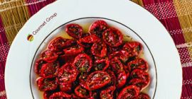 Tomates del Egeo, fresas, verduras a la parrilla, secados