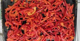 PIMIENTOS ROJOS CONGELADOS, TIRA, VENDO 10.880KG (17 PALETS DE
