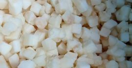 Manzanas Ligol congeladas IQF, en cubos de 10 mm