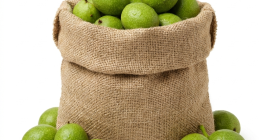 Nueces verdes frescas y jóvenes a la venta, cosecha